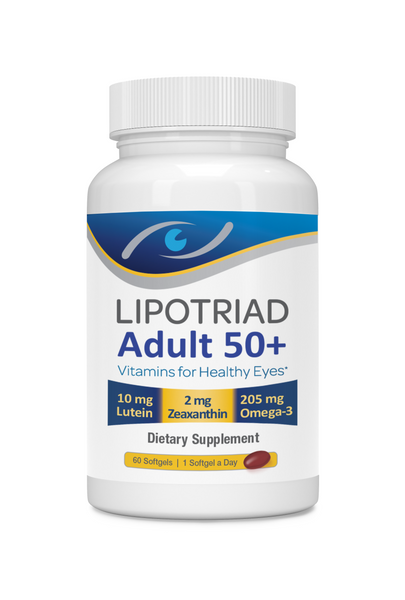 Lipotriad Adult 50+ Eye Vitamin and Mineral Supplement - ONE Per Day Eye Vitamin w/10mg Lutein, Zeaxanthin, Omega 3, Vitamin C, E, Zinc Copper - 2mo Supply, 60 Softgels