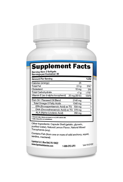 Lipotriad NutriTear™ - 1340mg Omega 3 Supplement - 60ct (1 Pack)